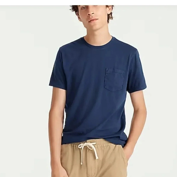 NWT TALL BROKEN IN POCKET CREWNECK TEE NAVY BLUE SIZE LARGE TALL - Picture 2 of 9